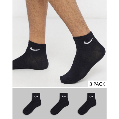 Nike swoosh logo刺繡 休閒運動襪子 三入組 踝襪 低筒襪 黑色 男 L號