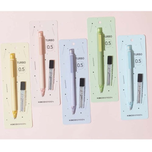 KACO GREEN TURBO 彩虹系列 0.5 HB自動鉛筆筆芯 組 (0.5MM 1筆+1芯 促銷組)~ 書寫輕鬆