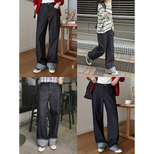 自由調整寬版原漿色牛仔褲 pants ( slowand 自訂款 ) 原色 不易掉色