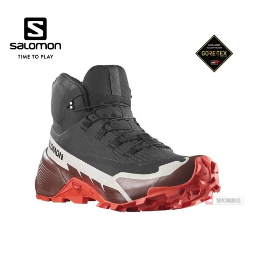 -7折出清-Salomon 男 CROSS HIKE 2 GTX 中筒登山鞋/L41735900/黑 深褐紫火炬紅