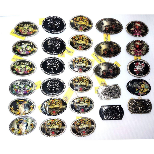 賠售美國ED HARDY正品 巨型 金屬 愛殺 骷髏 老虎 美人魚 黑豹 水鑽 密鑽 大型皮帶頭 可搭配任何扣式皮帶身