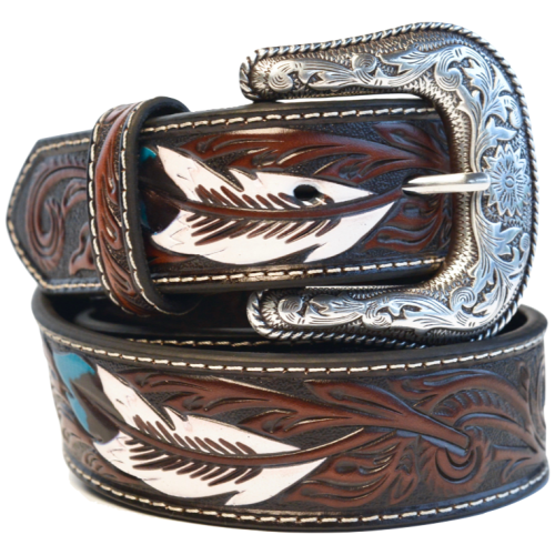 ARIAT Cowboy Western Country Leather Buckle Brown 西部牛仔皮帶