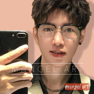 [mangel art] 現貨新款半框方形方框造型眼鏡框韓版日系潮流行Y2K大框學院風近視平光抗藍光保護眼睛最帥氣男女款