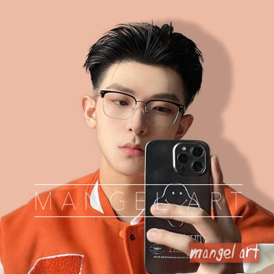 [mangel art] 新款現貨半框方形方框造型眼鏡框韓版日系潮流行Y2K大框學院風近視平光抗藍光保護眼睛最帥氣男女款