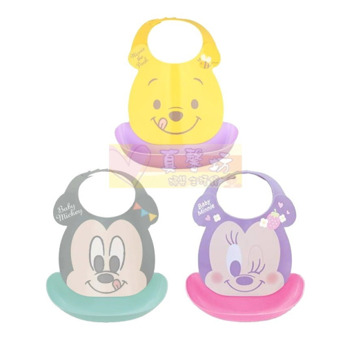 日本製迪士尼DISNEY防水立體圍兜(米奇/米妮/小熊維尼) - 防水口袋/錦化成