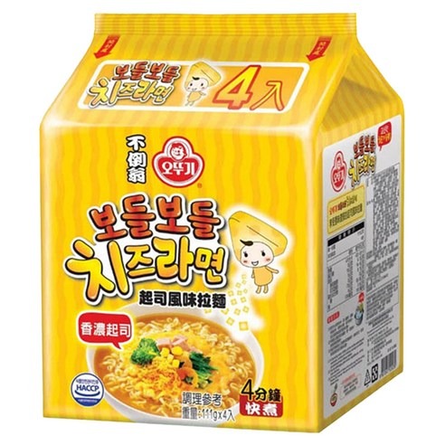 【卡娃依企業行】進口日本&韓國零食百貨專賣店OTTOGI 不倒翁 起司風味拉麵 111g 4包/袋
