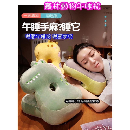 台灣現貨❤️雙面涼感冰絲叢林動物午睡枕 趴睡枕 椅子靠墊 小學生午睡枕