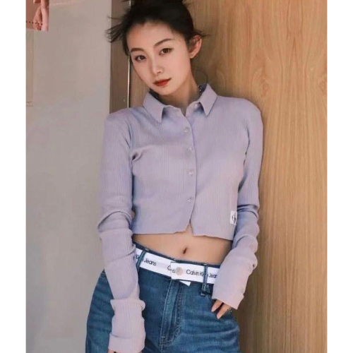 blackpink Jennie CK針織衫 刺繡修身針織小外套 上衣 開襟衫 基礎款百搭 永不退流行的不敗單品