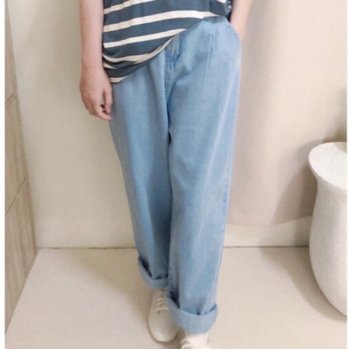 現貨♡ 牛仔褲 奶奶褲 寬鬆褲 老爺褲 後鬆緊腰 休閒百搭 女牛仔褲 棉花糖