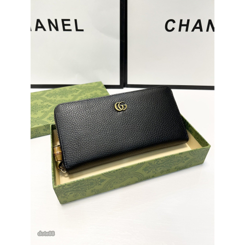 【GUCCI】古馳新款黑色男士女士通用錢包手拿包手抓包夾包經典GG印花簡約經典老印花大容量多隔層多功能上班商務出門必備