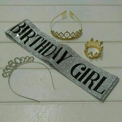 全新 現貨 皇冠髮箍 公主髮箍 髮飾 皇冠 公主 髮圈 髮飾 髮箍 BIRTHDAY GIRL 背帶