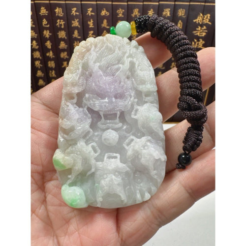 天然翡翠A貨-九龍至尊龍霸天下立體厚庄掛件 商品編號070303