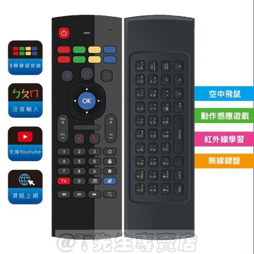 MX3無線遙控器 (現貨+免運)空中飛鼠(注音倉頡版) 語音2.4G 滑鼠 鍵盤 MI BOX 遙控器 安博易播