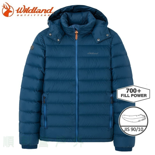 荒野 WILDLAND 男款700FP可拆帽輕暖羽絨外套 霧青色 0B32102 90/10 OUTDOOR NICE