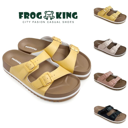 FROGKING 女鞋 經典雙帶厚底足弓紓壓拖鞋