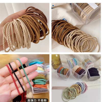 韓版高彈力髮圈50入 橡皮筋 綁頭髮束 黑色髮圈 彈力髮圈 髮飾 馬尾 素色 高彈力