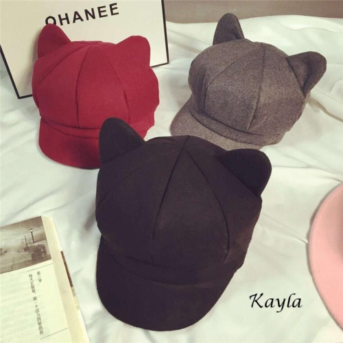 現貨⚡免運⚡速寄? 萌系貓耳南瓜報童帽 A0257 #Kayla.girl #少女愷拉