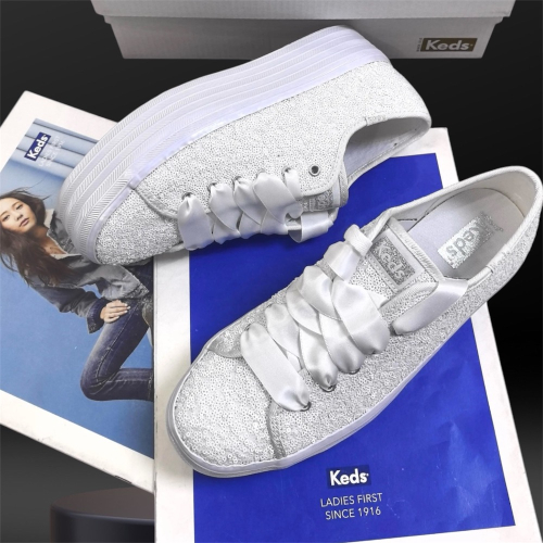 限量新品特價?️ 美國??潮牌Keds亮片厚底（水鑽尾）緞帶婚鞋休閒鞋?小白鞋 運動鞋 懶人鞋