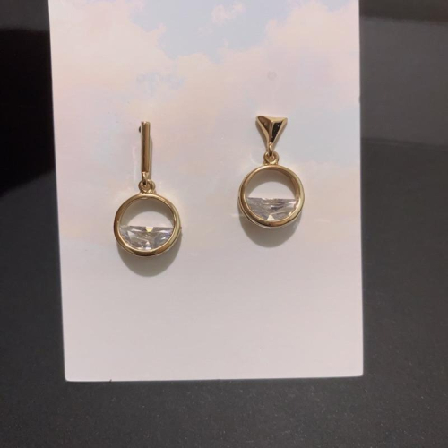 不規則半圓鑽石耳針 耳環 飾品