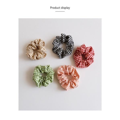 台灣現貨/飾品/大腸圈/綁頭髮/布藝/韓風ins小清新格子布藝發圈網紅扎馬尾發繩優雅圈頭飾飾品 田園風格/