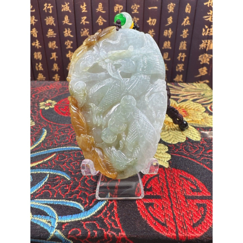 天然翡翠A貨-龍霸天下事業有成福氣滿滿掛件 商品編號：070606