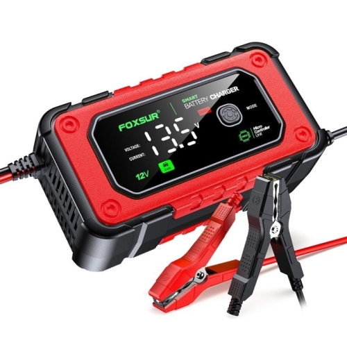 福克斯 FBC-1207 12V 7A入門型汽車電池充電器，雙模支援鉛酸 鋰鐵電池 全彩LCD 大螢幕 檢測 充電 修復