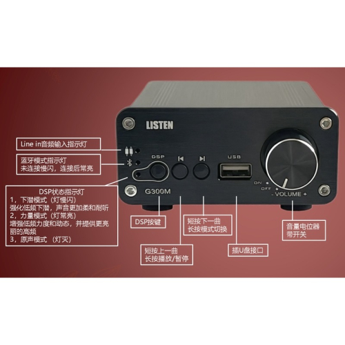 洛克小舖-單聲道音樂播放擴大機藍芽（USB隨身碟播放，藍芽輸入，RCA訊號輸入，單聲道300瓦輸出