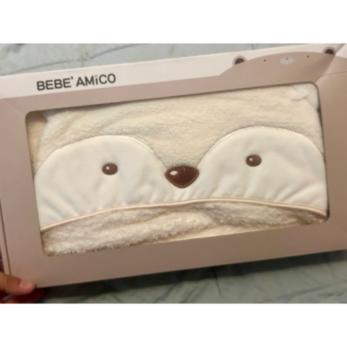 【BEBE Amico】浣熊連帽開纖速乾浴毯 速乾毛巾