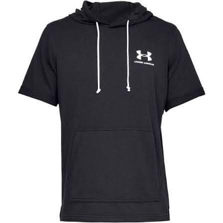 男子UA SPORTSTYLE TERRY SS HOODY 黑色 毛線圈 連帽短袖上衣 定價1680