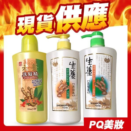 【現貨】台灣製造 生薑沐浴乳/老薑洗髮精/生薑洗髮乳 生薑洗髮精 活絡 受損髮 烏黑秀髮 頭皮異味 安欣二姑-PQ美妝