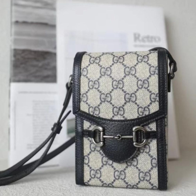二手99新Gucci/古馳新款1955女款藍色馬銜扣斜挎單肩包多款