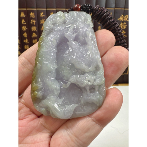 天然翡翠A貨-關聖帝君神龍護身福氣滿滿玉牌掛件 商品編號：070801