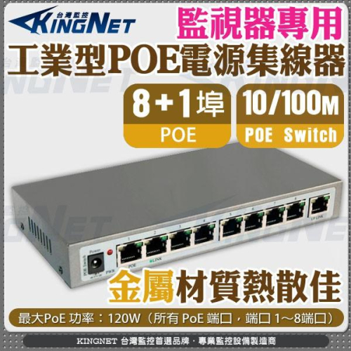 W無名- POE 電源集線器 供電器 8+1路 NVR 8路 9路 交換器 SWITCH PoE 含稅 開發票 AD