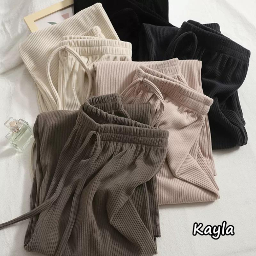 預購?免運? 休閒素色羅紋鬆緊腰長褲 A1199 #Kayla.girl #少女愷拉
