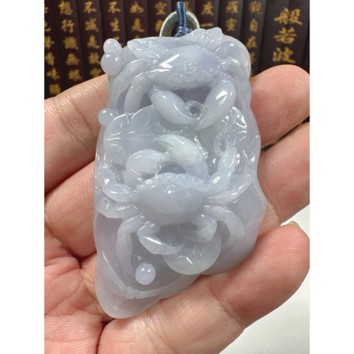 天然翡翠A貨-富甲天下八方來財獨佔鰲頭螃蟹立體掛件 商品編號071110