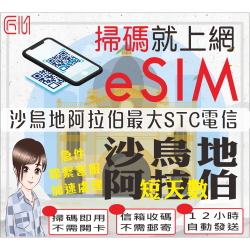├匠心_eSIM┤沙烏地阿拉伯上網卡 短天數 插卡即用 克爾白 利雅德 埃爾奧拉 麥地那 沙烏地阿拉伯網卡 沙烏地阿拉伯