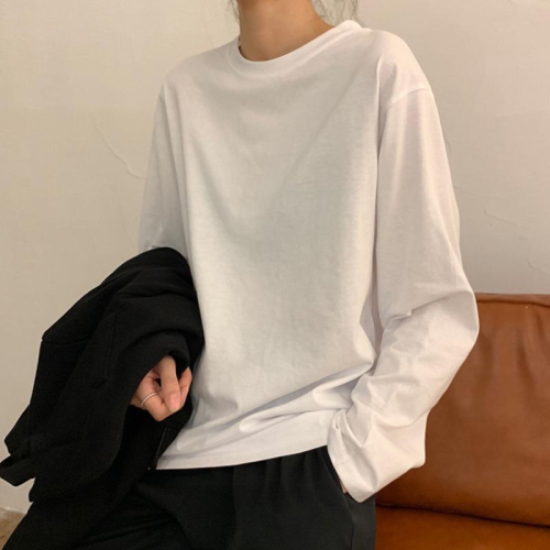 ［大尺碼到3XL］????? ?????? 純色打底長袖上衣（2colors）內搭 長T