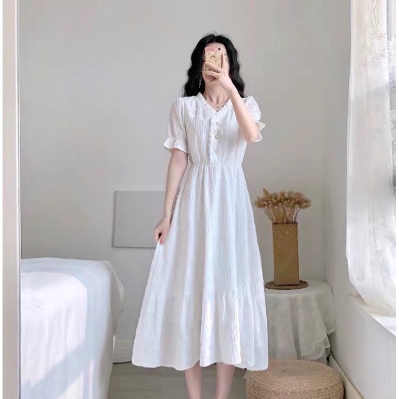❤️現貨在台，S- 3XL.4XL 中大尺碼 禮服 法式 桔梗 復古 氣質 仙女 白色 連衣裙 顯瘦 長裙 溫柔 伴娘
