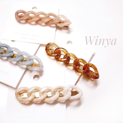 【winya 韓國飾品 現貨 】正韓 個性 鏈條 髮夾 限量現貨