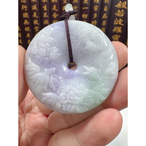 天然翡翠A貨-喜鵲報喜榮華富貴平安扣掛件 商品編號071310