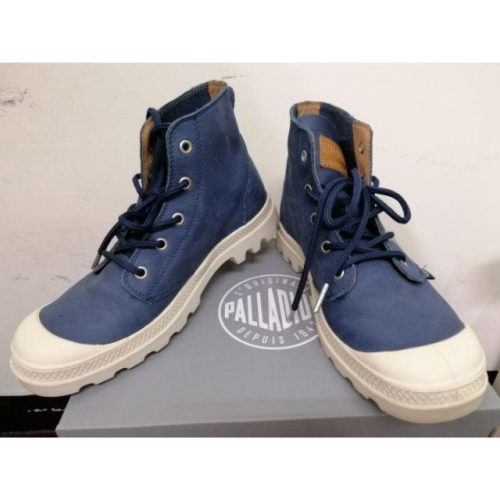 【Palladium】Pampa HI LTH UL經典皮革靴 藍 女 75750-409-M 24cm