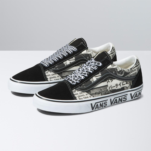 [unclev1966] Vans Old Skool 棋盤格 日文 片假字 塗鴉 印象派 拼接 黑白 男女款
