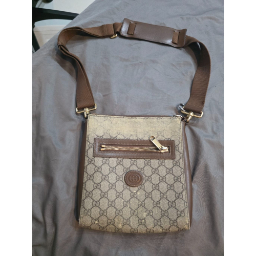 GUCCI 經典Retro系列GG Supreme帆布斜背包 約21 x 23.5 x 4.5cm