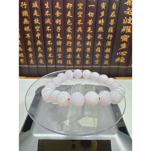 天然翡翠A貨-9.5mm粉紫圓珠手鍊 商品編號：080201
