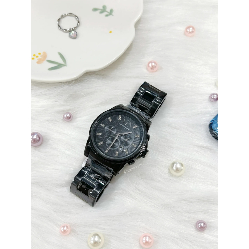 美國代購??台灣現貨 Armani Exchange 男款 不鏽鋼三眼手錶AX2093