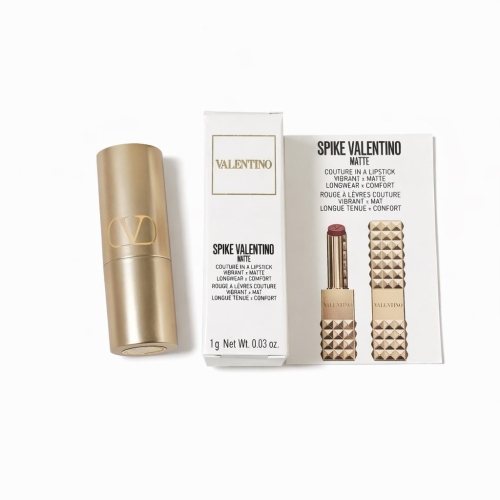 【限時購】Valentino范倫鐵諾 高訂鉚釘唇膏1g 體驗裝 #134R玫瑰粉棕 國際航空版