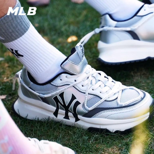 ??韓國代購 免運 MLB 復古老花 老爹跑鞋 24SS 老爹鞋 厚底 增高 運動鞋 紐約洋基隊 休閒鞋 3ARNF