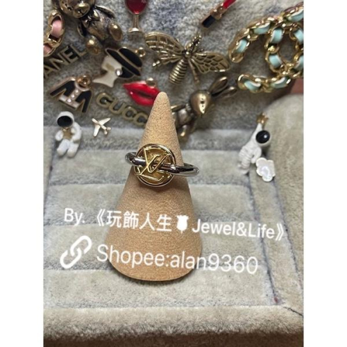 LOUIS VUITTON LV 基本款 金銀雙色 亮面 二手 造型 戒指