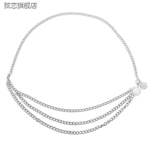 創意歐美爆款合金多層腰鏈誇張身體鏈女王頭像復古街拍束腰鏈