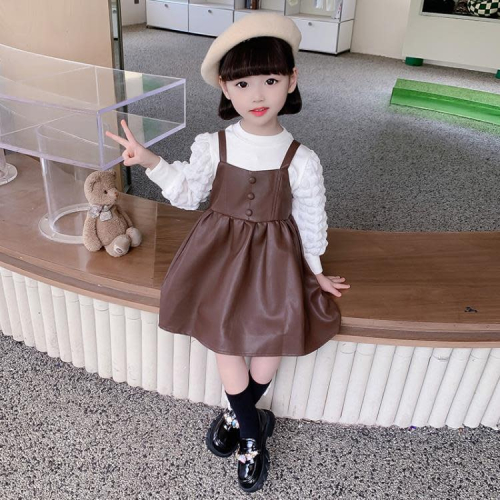 寶貝童裝女童春季套裝洋氣時髦女寶寶春裝碎花皮裙二件套兒童春款韓范童裝